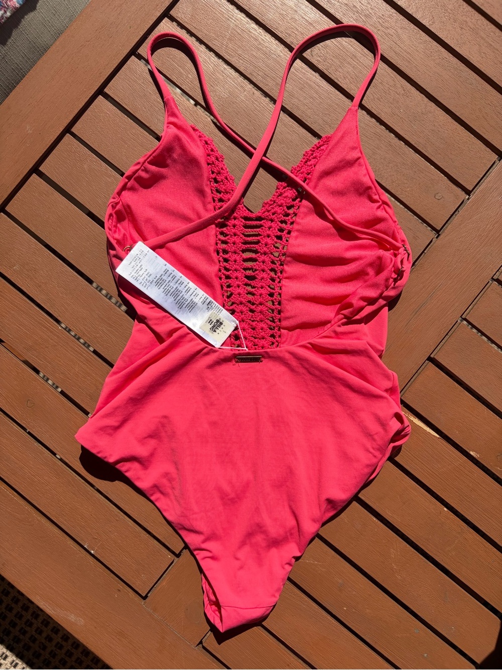 Billabong Hot Pink Crochet-Trim One-Piece